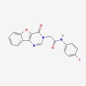 molecular formula C18H12FN3O3 B2364420 N-(4-fluorophenyl)-2-(4-oxobenzofuro[3,2-d]pyrimidin-3(4H)-yl)acetamide CAS No. 849229-24-9