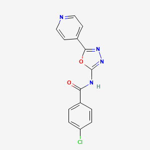 molecular formula C14H9ClN4O2 B2364442 4-chloro-N-(5-pyridin-4-yl-1,3,4-oxadiazol-2-yl)benzamide CAS No. 862825-04-5
