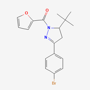 molecular formula C18H19BrN2O2 B2364446 3-(4-bromophenyl)-5-tert-butyl-1-(furan-2-carbonyl)-4,5-dihydro-1H-pyrazole CAS No. 1795304-26-5