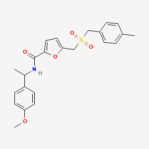 N-(1-(4-methoxyphenyl)ethyl)-5-(((4-methylbenzyl)sulfonyl)methyl)furan-2-carboxamide