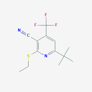 molecular formula C13H15F3N2S B2364450 6-(Tert-butyl)-2-(ethylthio)-4-(trifluoromethyl)nicotinonitrile CAS No. 905785-05-9