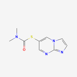 molecular formula C9H10N4OS B2364456 1-{咪唑并[1,2-a]嘧啶-6-基硫代}-N,N-二甲基甲酰胺 CAS No. 1235439-56-1