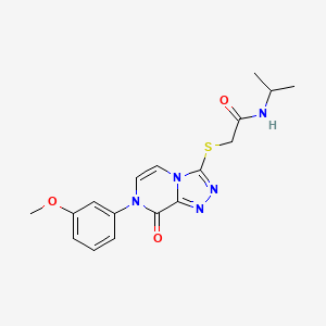 molecular formula C17H19N5O3S B2364458 2-[[7-(3-methoxyphenyl)-8-oxo-[1,2,4]triazolo[4,3-a]pyrazin-3-yl]sulfanyl]-N-propan-2-ylacetamide CAS No. 1242860-33-8