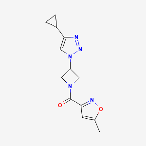 molecular formula C13H15N5O2 B2364461 (3-(4-cyclopropyl-1H-1,2,3-triazol-1-yl)azetidin-1-yl)(5-methylisoxazol-3-yl)methanone CAS No. 2034293-30-4