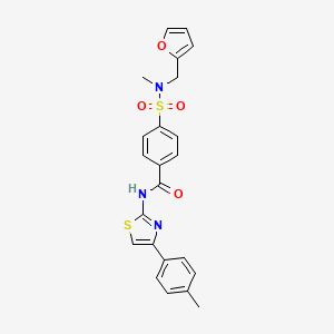 molecular formula C23H21N3O4S2 B2364464 4-(N-(呋喃-2-基甲基)-N-甲基磺酰基)-N-(4-(对甲苯基)噻唑-2-基)苯甲酰胺 CAS No. 941996-43-6