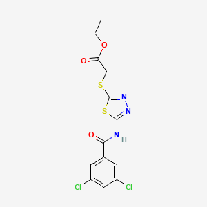 molecular formula C13H11Cl2N3O3S2 B2364470 Ethyl 2-((5-(3,5-dichlorobenzamido)-1,3,4-thiadiazol-2-yl)thio)acetate CAS No. 392318-40-0