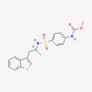 molecular formula C19H20N2O4S2 B2364471 甲基(4-(N-(1-(苯并[b]噻吩-3-基)丙-2-基)磺酰胺基)苯基)氨基甲酸酯 CAS No. 2034228-38-9