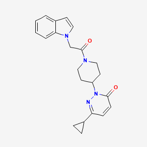 molecular formula C22H24N4O2 B2364473 6-Cyclopropyl-2-[1-(2-indol-1-ylacetyl)piperidin-4-yl]pyridazin-3-one CAS No. 2310143-49-6