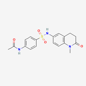 molecular formula C18H19N3O4S B2364477 N~1~-(4-{[(1-methyl-2-oxo-1,2,3,4-tetrahydro-6-quinolinyl)amino]sulfonyl}phenyl)acetamide CAS No. 922105-66-6