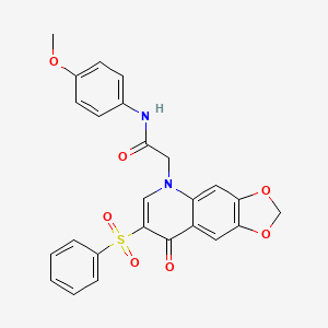 molecular formula C25H20N2O7S B2364483 2-[7-(苯磺酰)-8-氧代-[1,3]二噁唑[4,5-g]喹啉-5-基]-N-(4-甲氧苯基)乙酰胺 CAS No. 902521-45-3
