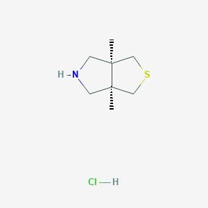 molecular formula C8H16ClNS B2364488 (3Ar,6aS)-3a,6a-二甲基-3,4,5,6-四氢-1H-噻吩[3,4-c]吡咯；盐酸盐 CAS No. 2248199-11-1