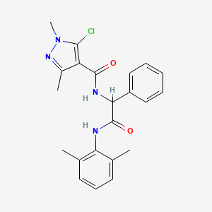 molecular formula C22H23ClN4O2 B2364492 5-氯-N-[2-(2,6-二甲基苯胺)-2-氧代-1-苯乙基]-1,3-二甲基-1H-吡唑-4-甲酰胺 CAS No. 1008931-06-3