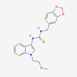 molecular formula C20H21N3O4 B2364497 1-(benzo[d][1,3]dioxol-5-ylmethyl)-3-(1-(2-methoxyethyl)-1H-indol-3-yl)urea CAS No. 941902-43-8