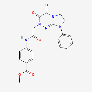 molecular formula C21H19N5O5 B2364531 methyl 4-(2-(3,4-dioxo-8-phenyl-3,4,7,8-tetrahydroimidazo[2,1-c][1,2,4]triazin-2(6H)-yl)acetamido)benzoate CAS No. 942011-63-4