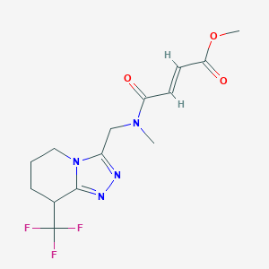 molecular formula C14H17F3N4O3 B2364532 Methyl (E)-4-[methyl-[[8-(trifluoromethyl)-5,6,7,8-tetrahydro-[1,2,4]triazolo[4,3-a]pyridin-3-yl]methyl]amino]-4-oxobut-2-enoate CAS No. 2411336-87-1