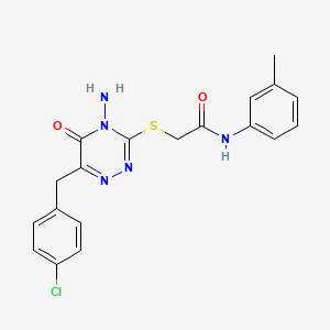 2-[[4-amino-6-[(4-chlorophenyl)methyl]-5-oxo-1,2,4-triazin-3-yl]sulfanyl]-N-(3-methylphenyl)acetamide