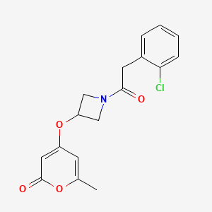 molecular formula C17H16ClNO4 B2364549 4-((1-(2-(2-chlorophenyl)acetyl)azetidin-3-yl)oxy)-6-methyl-2H-pyran-2-one CAS No. 1798678-09-7