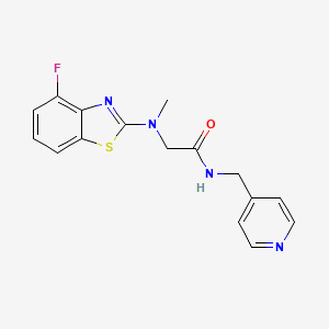 molecular formula C16H15FN4OS B2364564 2-((4-fluorobenzo[d]thiazol-2-yl)(methyl)amino)-N-(pyridin-4-ylmethyl)acetamide CAS No. 1396676-34-8