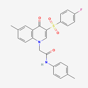 molecular formula C25H21FN2O4S B2364568 2-[3-(4-fluorophenyl)sulfonyl-6-methyl-4-oxoquinolin-1-yl]-N-(4-methylphenyl)acetamide CAS No. 866808-51-7