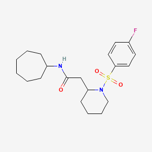 N-cycloheptyl-2-(1-((4-fluorophenyl)sulfonyl)piperidin-2-yl)acetamide