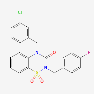 B2364575 4-(3-chlorobenzyl)-2-(4-fluorobenzyl)-2H-1,2,4-benzothiadiazin-3(4H)-one 1,1-dioxide CAS No. 941928-76-3