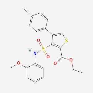 molecular formula C21H21NO5S2 B2364582 3-[(2-甲氧基苯基)磺酰基]-4-(4-甲基苯基)噻吩-2-甲酸乙酯 CAS No. 946322-85-6