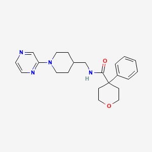 molecular formula C22H28N4O2 B2364585 4-phenyl-N-((1-(pyrazin-2-yl)piperidin-4-yl)methyl)tetrahydro-2H-pyran-4-carboxamide CAS No. 1396673-68-9