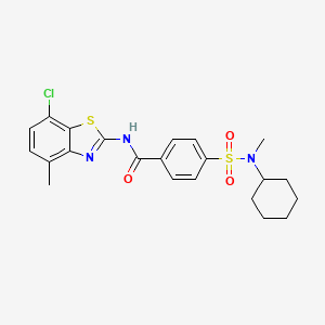 molecular formula C22H24ClN3O3S2 B2364596 N-(7-氯-4-甲基-1,3-苯并噻唑-2-基)-4-[环己基(甲基)磺酰基]苯甲酰胺 CAS No. 896676-03-2
