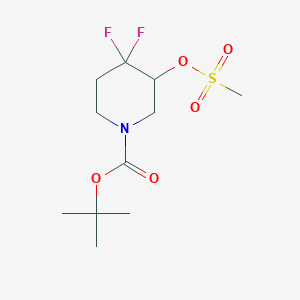 molecular formula C11H19F2NO5S B2364604 Tert-butyl 4,4-difluoro-3-((methylsulfonyl)oxy)piperidine-1-carboxylate CAS No. 1881288-58-9