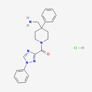 molecular formula C21H24ClN5O B2364611 [4-(Aminomethyl)-4-phenylpiperidin-1-yl]-(1-phenyl-1,2,4-triazol-3-yl)methanone;hydrochloride CAS No. 2418679-91-9