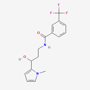 molecular formula C16H17F3N2O2 B2364614 N-(3-hydroxy-3-(1-methyl-1H-pyrrol-2-yl)propyl)-3-(trifluoromethyl)benzamide CAS No. 1787880-57-2