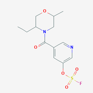 molecular formula C13H17FN2O5S B2364625 5-Ethyl-4-(5-fluorosulfonyloxypyridine-3-carbonyl)-2-methylmorpholine CAS No. 2418705-82-3