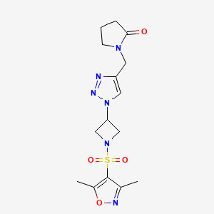 molecular formula C15H20N6O4S B2364627 1-((1-(1-((3,5-dimethylisoxazol-4-yl)sulfonyl)azetidin-3-yl)-1H-1,2,3-triazol-4-yl)methyl)pyrrolidin-2-one CAS No. 2034456-58-9
