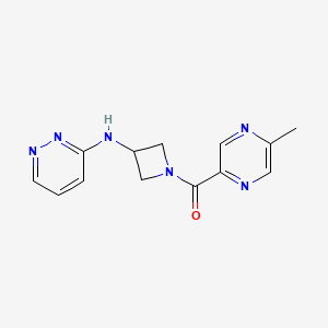 molecular formula C13H14N6O B2364629 N-[1-(5-methylpyrazine-2-carbonyl)azetidin-3-yl]pyridazin-3-amine CAS No. 2097869-31-1