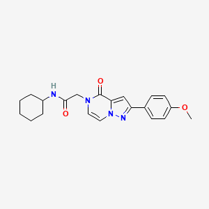 molecular formula C21H24N4O3 B2364635 N-环己基-2-(2-(4-甲氧基苯基)-4-氧代吡唑并[1,5-a]吡嗪-5(4H)-基)乙酰胺 CAS No. 941938-34-7