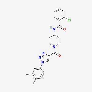 2-chloro-N-(1-(1-(3,4-dimethylphenyl)-1H-1,2,3-triazole-4-carbonyl)piperidin-4-yl)benzamide