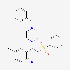 3-(Benzenesulfonyl)-4-(4-benzylpiperazin-1-yl)-6-methylquinoline