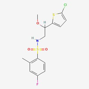 N-(2-(5-chlorothiophen-2-yl)-2-methoxyethyl)-4-fluoro-2-methylbenzenesulfonamide