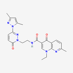 molecular formula C23H25N7O3 B2364667 N-(2-(3-(3,5-dimethyl-1H-pyrazol-1-yl)-6-oxopyridazin-1(6H)-yl)ethyl)-1-ethyl-7-methyl-4-oxo-1,4-dihydro-1,8-naphthyridine-3-carboxamide CAS No. 1351645-26-5