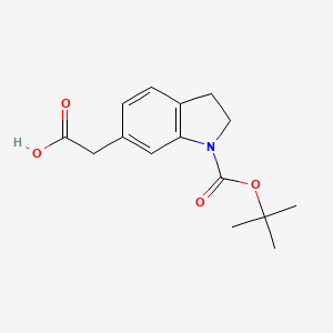 molecular formula C15H19NO4 B2364668 2-{1-[(tert-butoxy)carbonyl]-2,3-dihydro-1H-indol-6-yl}acetic acid CAS No. 1158761-63-7