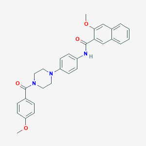 molecular formula C30H29N3O4 B236468 3-methoxy-N-{4-[4-(4-methoxybenzoyl)-1-piperazinyl]phenyl}-2-naphthamide 