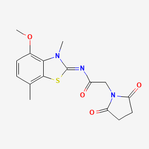 molecular formula C16H17N3O4S B2364684 (Z)-2-(2,5-二氧代吡咯烷-1-基)-N-(4-甲氧基-3,7-二甲基苯并[d]噻唑-2(3H)-亚基)乙酰胺 CAS No. 868370-72-3