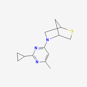 molecular formula C13H17N3S B2364691 5-(2-Cyclopropyl-6-methylpyrimidin-4-yl)-2-thia-5-azabicyclo[2.2.1]heptane CAS No. 2097891-59-1
