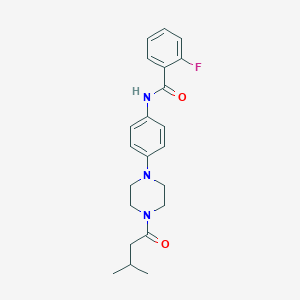 molecular formula C22H26FN3O2 B236471 2-fluoro-N-{4-[4-(3-methylbutanoyl)-1-piperazinyl]phenyl}benzamide 
