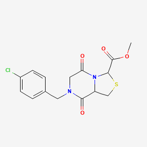 molecular formula C15H15ClN2O4S B2364710 Methyl 7-(4-chlorobenzyl)-5,8-dioxohexahydro[1,3]thiazolo[3,4-a]pyrazine-3-carboxylate CAS No. 321574-49-6
