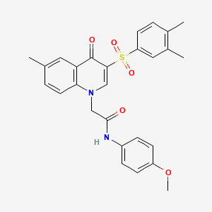 molecular formula C27H26N2O5S B2364715 2-(3-((3,4-dimethylphenyl)sulfonyl)-6-methyl-4-oxoquinolin-1(4H)-yl)-N-(4-methoxyphenyl)acetamide CAS No. 866897-60-1