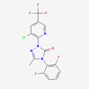 molecular formula C15H8ClF5N4O B2364721 2-[3-chloro-5-(trifluoromethyl)-2-pyridinyl]-4-(2,6-difluorophenyl)-5-methyl-2,4-dihydro-3H-1,2,4-triazol-3-one CAS No. 861206-32-8