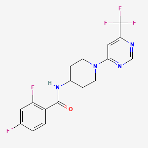molecular formula C17H15F5N4O B2364726 2,4-二氟-N-(1-(6-(三氟甲基)嘧啶-4-基)哌啶-4-基)苯甲酰胺 CAS No. 2034258-61-0