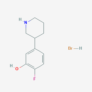 molecular formula C11H15BrFNO B2364727 2-氟-5-哌啶-3-基苯酚；氢溴酸盐 CAS No. 2248410-29-7