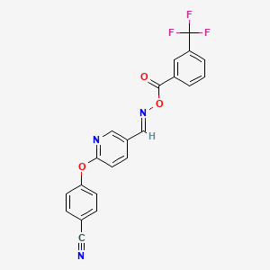 molecular formula C21H12F3N3O3 B2364728 (E)-{[6-(4-cyanophenoxy)pyridin-3-yl]methylidene}amino 3-(trifluoromethyl)benzoate CAS No. 339014-83-4